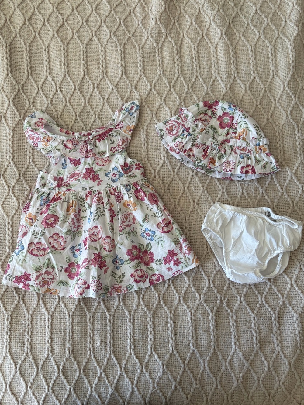 Janie & Jack Floral Baby Dress Set - Pink Floral with White Bloomers